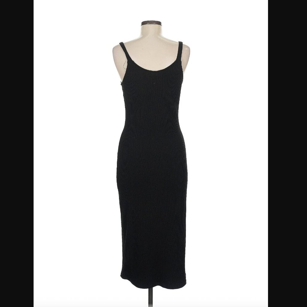 All in Favor Black Ribbed Button-Front Slip Dress – Size M - Picture 3 of 6
